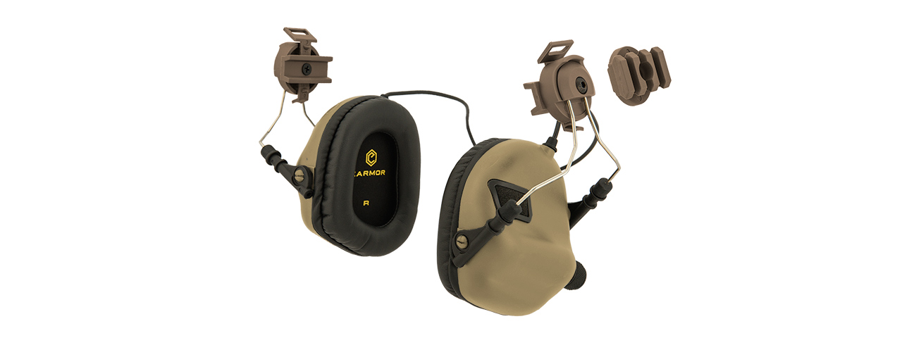EARMOR TACTICAL NOISE REDUCTION HEADSET FOR FAST MT HELMETS - DARK EARTH - Click Image to Close