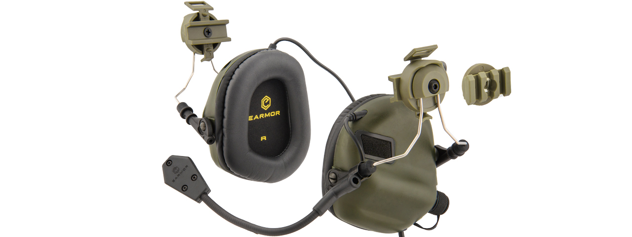 EARMOR M32H TACTICAL EARMUFFS FOR FAST MT HELMETS - FOLIAGE GREEN - Click Image to Close