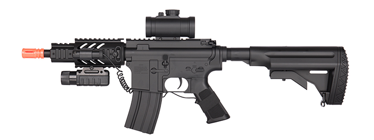 DE M4 CQC FULLY AUTOMATIC ELECTRIC AEG RIFLE W/ FLASHLIGHT AND SCOPE - Click Image to Close