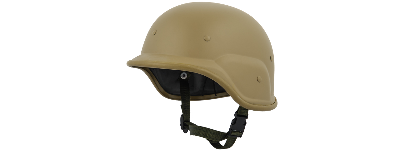 PASGT Airsoft Helmet w/ Adjustable Chin Strap (TAN) - Click Image to Close