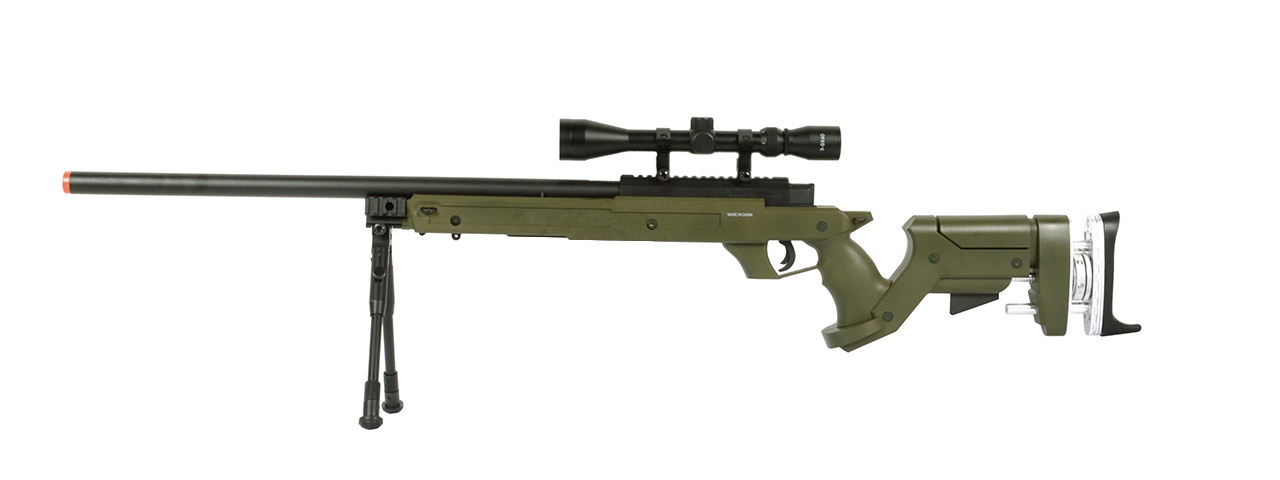 WELLFIRE SR22 BOLT ACTION TYPE 22 SNIPER RIFLE W/ SCOPE & BIPOD - OD - Click Image to Close