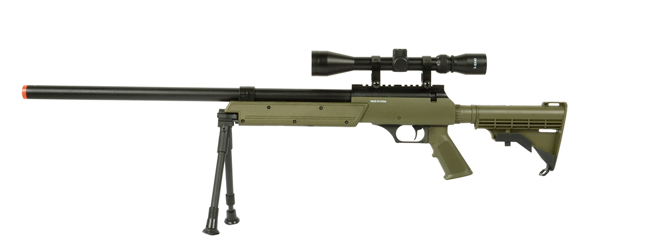 WELLFIRE APS SR-2 MODULAR BOLT ACTION SNIPER RIFLE W/ SCOPE - OD GREEN - Click Image to Close