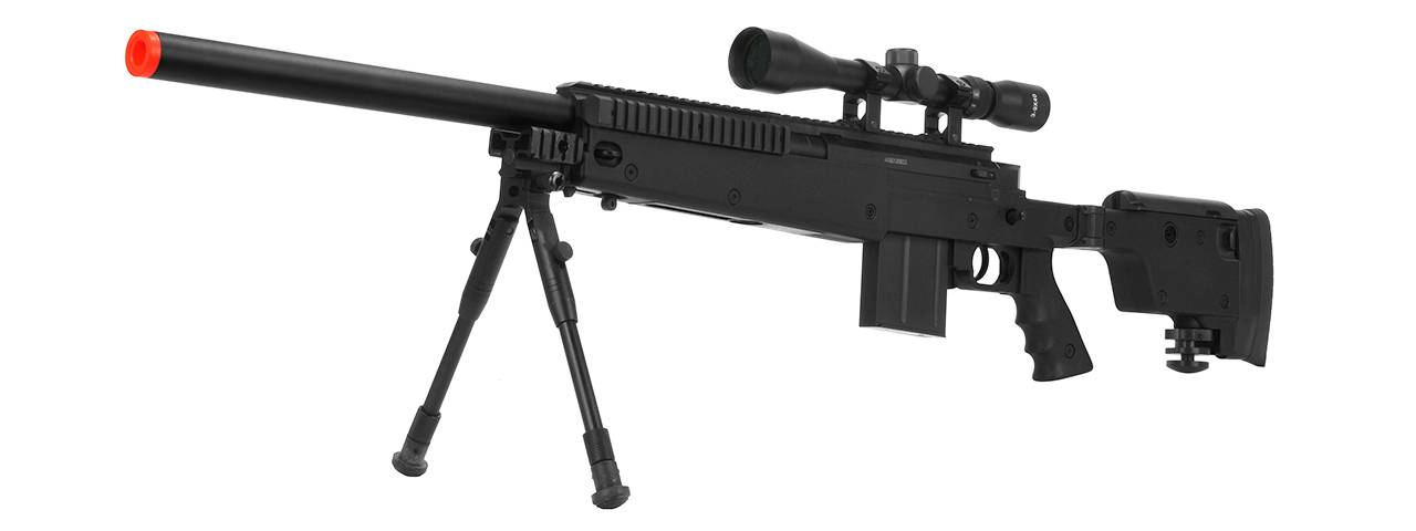 WELL MB4406D SNIPER RIFLE W/ FOLDING STOCK BIPOD & SCOPE - BLACK - Click Image to Close