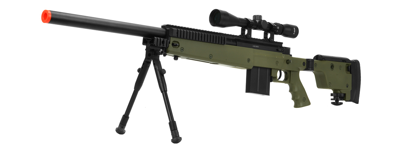 WELL MB4406D SNIPER RIFLE W/ FOLDING STOCK BIPOD & SCOPE - OD - Click Image to Close