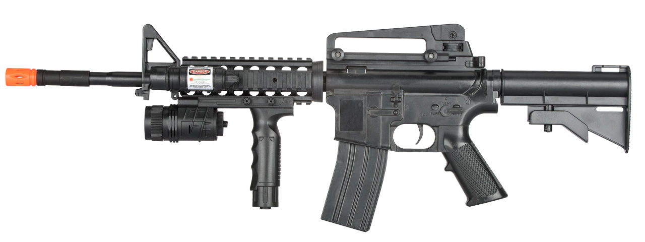 P1158B SPRING POWERED M16 AIRSOFT RIFLE (BLACK) - Click Image to Close