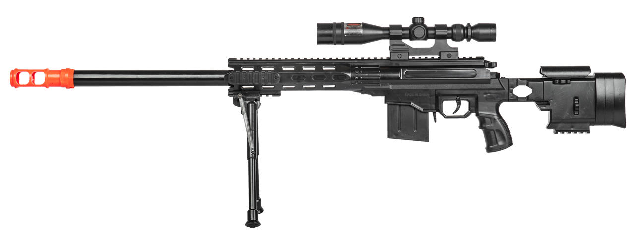 UK Arms Airsoft Spring Powered Rifle w/ Scope and Bipod (Color: Black) - Click Image to Close