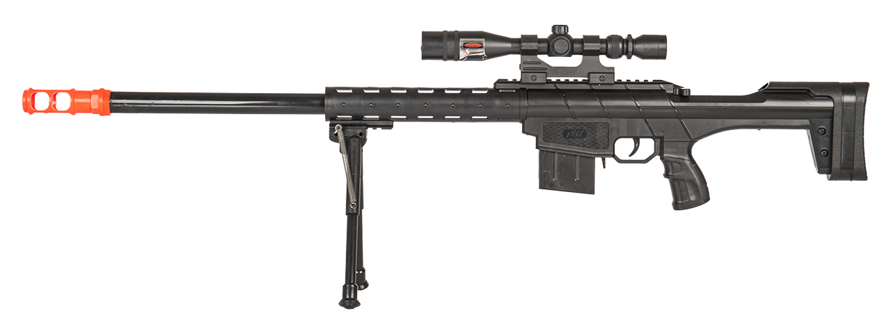 P2912A SPRING SNIPER w/ SCOPE & BIPOD (BK) - Click Image to Close