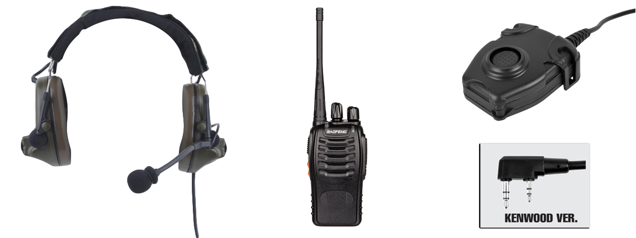 Z COMTAC II HEADSET + Z112KEN PTT + WALKIE TALKIE SET (FG) - Click Image to Close