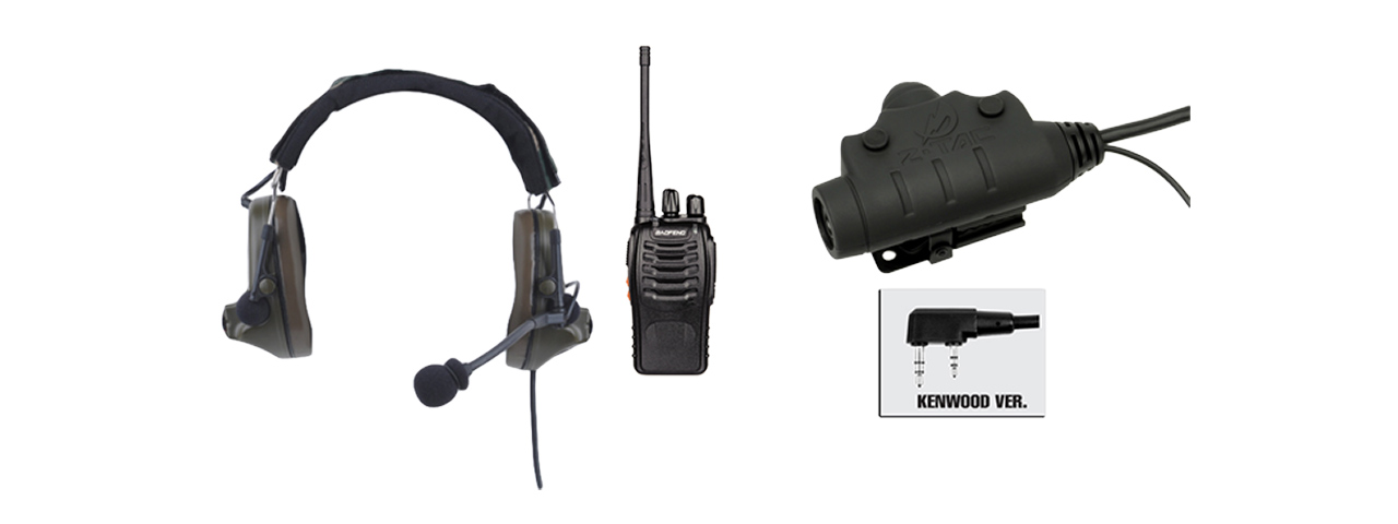 Z COMTAC II HEADSET + Z115KEN PTT + WALKIE TALKIE SET (FG) - Click Image to Close