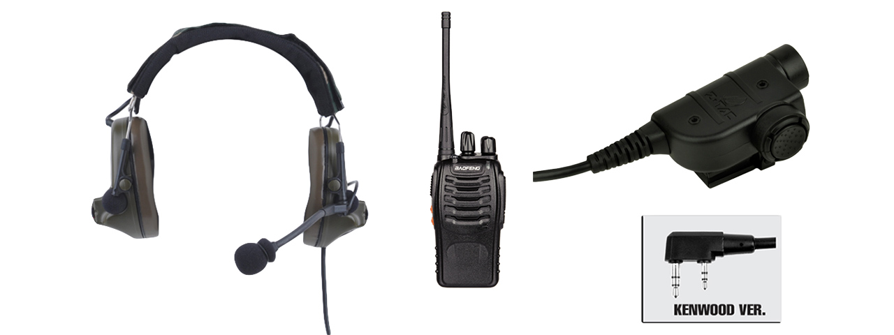 Z COMTAC II HEADSET + Z125KEN PTT + WALKIE TALKIE SET (FG) - Click Image to Close