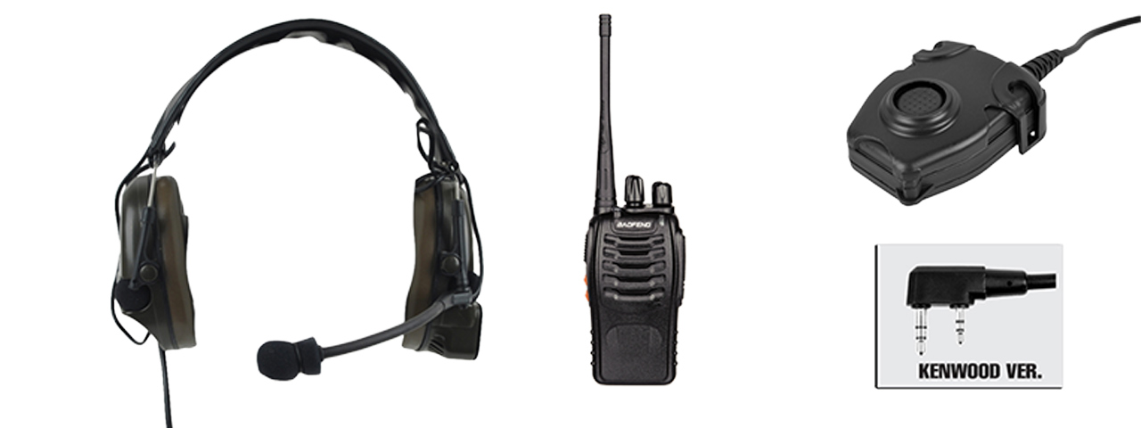 Z COMTAC I HEADSET + Z112KEN PTT + WALKIE TALKIE SET (BK) - Click Image to Close