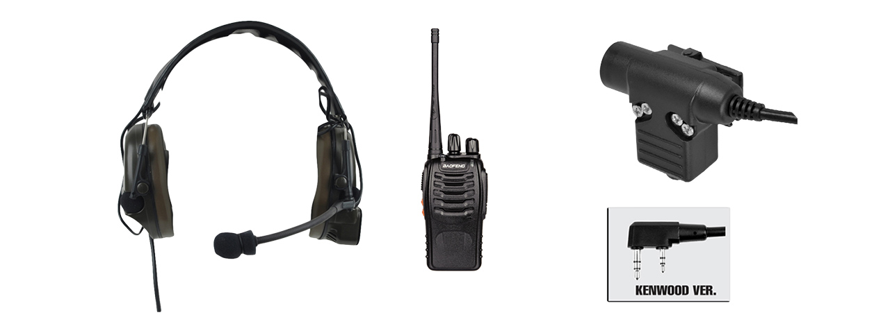 ZCOMTAC I HEADSET & ZU94 PTT W/ BAOFENG 888S RADIO SET - BLACK - Click Image to Close