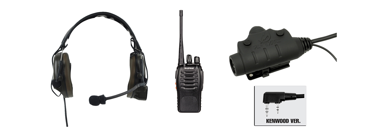 Z COMTAC I HEADSET + Z115KEN PTT + WALKIE TALKIE SET (BK) - Click Image to Close