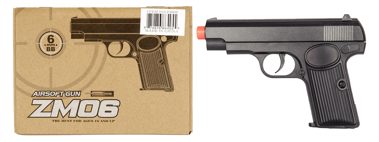 CYMA AIRSOFT SPRING POLYMER COMPACT PISTOL - BLACK - Click Image to Close