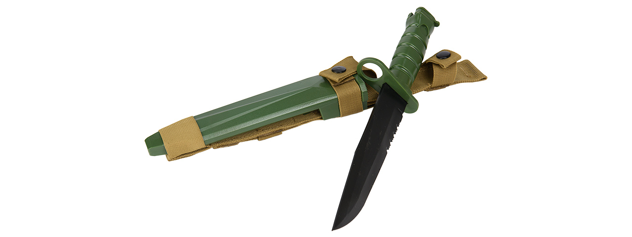 2618G M10 DUMMY BAYONET W/ BLADE COVER FOR M4 / M16 (OLIVE DRAB) - Click Image to Close
