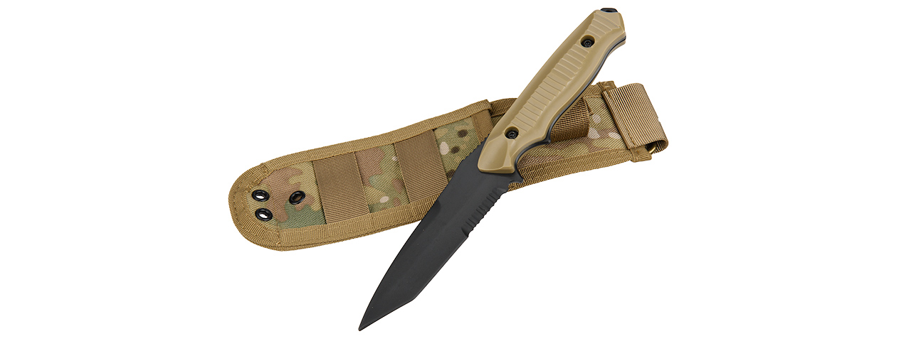 2620T RUBBER TRAINING BAYONET KNIFE W/ SHEATH HOLSTER (TAN) - Click Image to Close