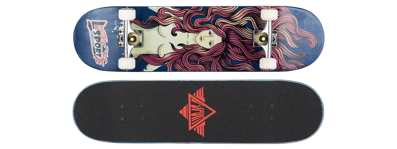 3108-T025B RED HEAD BLUE COMPLETE SKATEBOARD (8.0" X 31") - Click Image to Close