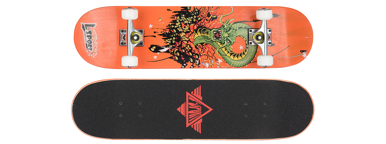 3108-T027O DRAGON RAGE ORANGE COMPLETE SKATEBOARD (8.0" X 31") - Click Image to Close