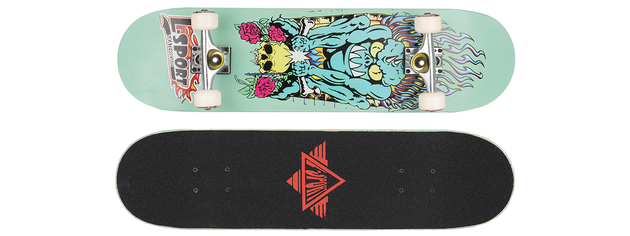 3108-T028G GREEN GOBLIN N' ROSES COMPLETE SKATEBOARD (8.0" X 31") - Click Image to Close