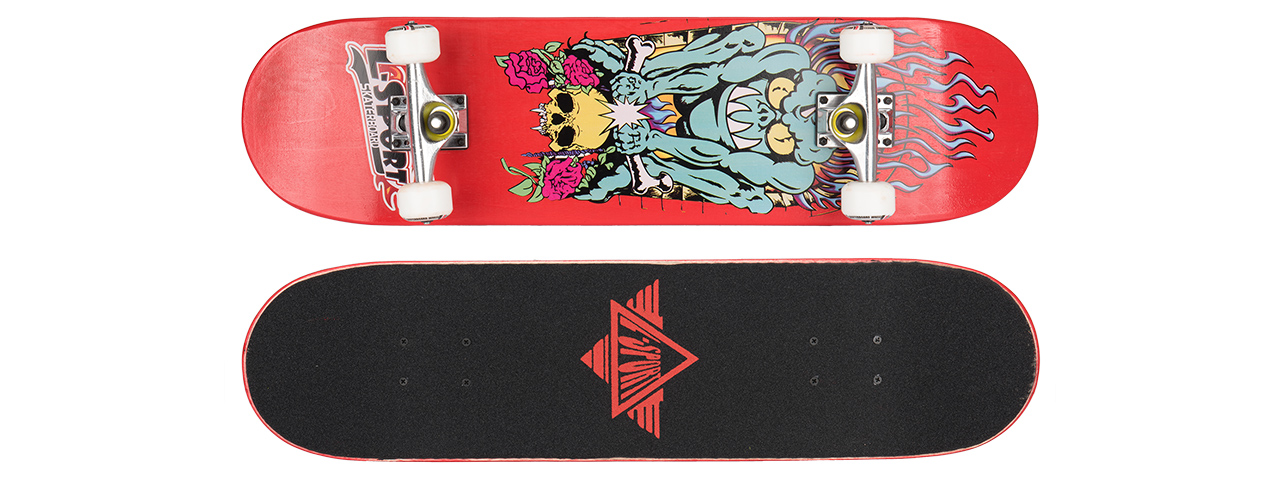 3108-T028R RED GOBLIN N' ROSES COMPLETE SKATEBOARD (8.0" X 31") - Click Image to Close