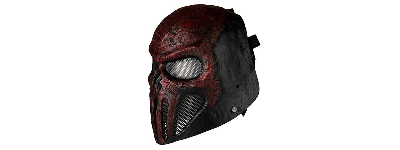 AC-442 WIRE MESH "SKULL PUNISHER" MASK (COLOR: RED & BLACK) - Click Image to Close
