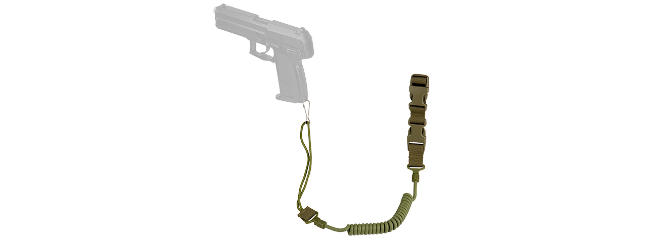 G-FORCE NYLON ELASTIC UPGRADED PISTOL LANYARD SLING - OLIVE DRAB - Click Image to Close