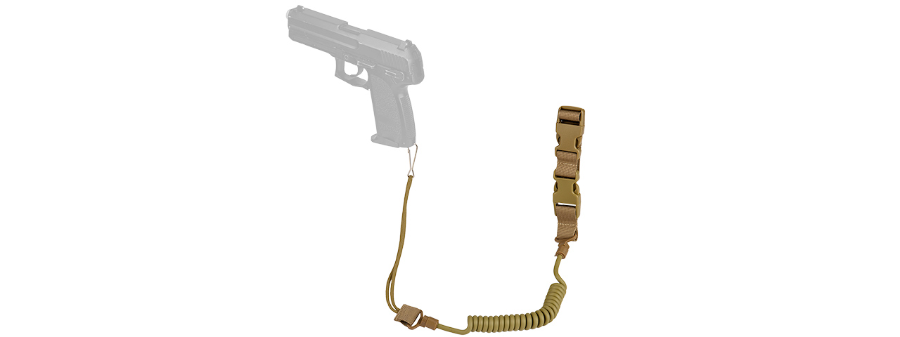 G-FORCE NYLON ELASTIC UPGRADED PISTOL LANYARD SLING - TAN - Click Image to Close