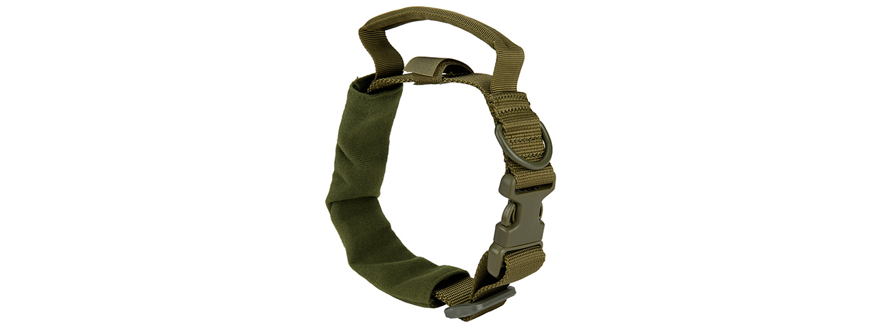 G-FORCE REINFORCED NYLON DOG COLLAR W/ EVA HANDLE - OLIVE DRAB - Click Image to Close