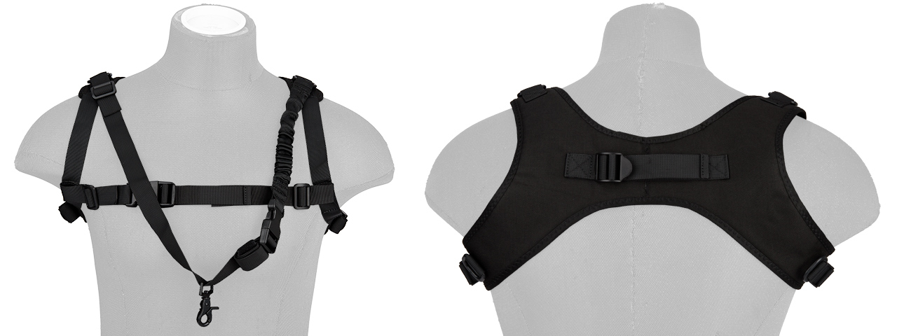G-FORCE 1000D NYLON TACTICAL ONE-POINT SLING VEST - BLACK - Click Image to Close