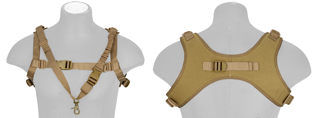G-FORCE 1000D NYLON TACTICAL ONE-POINT SLING VEST - TAN - Click Image to Close