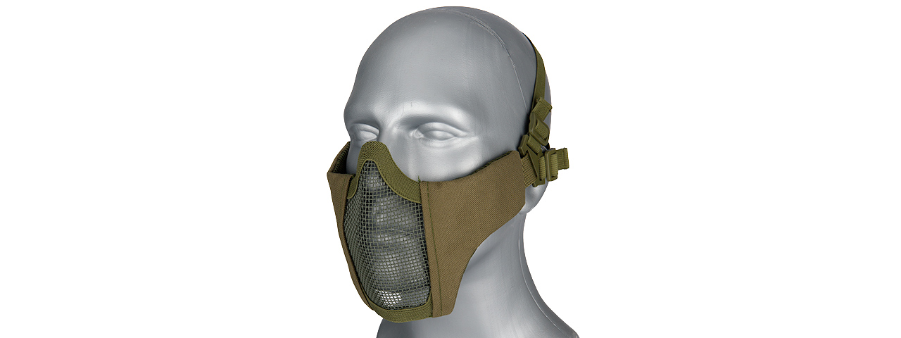 AC-642G WOSPORT STEEL MESH NYLON LOWER FACE MASK (OLIVE DRAB) - Click Image to Close