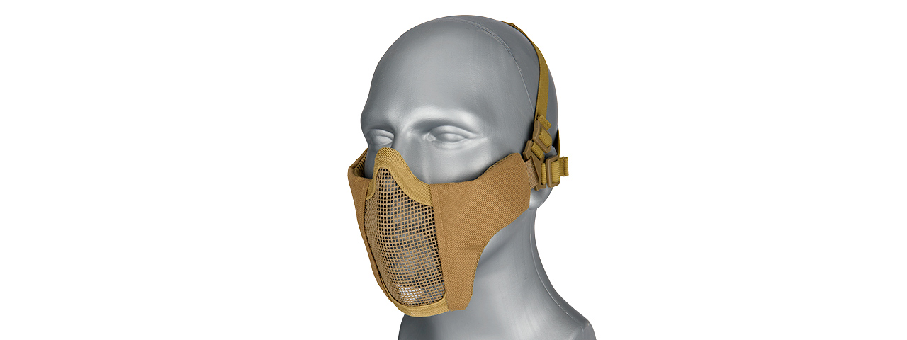 G-FORCE STEEL MESH NYLON LOWER FACE MASK (TAN) - Click Image to Close