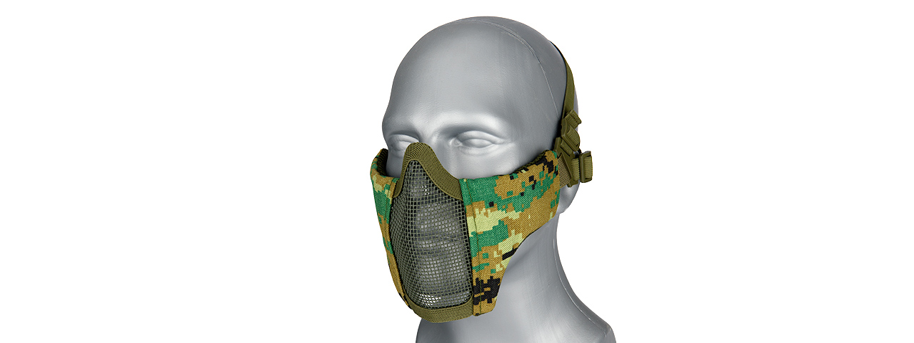 G-FORCE STEEL MESH NYLON LOWER FACE MASK (WOODLAND DIGITAL) - Click Image to Close
