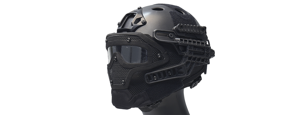 G-FORCE G4 SYSTEM NYLON BUMP HELMET MASK W/ GOGGLES - BLACK - Click Image to Close