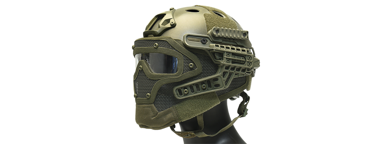 G-FORCE TACTICAL G4 SYSTEM BUMP HELMET MASK W/ GOGGLES (OLIVE DRAB) - Click Image to Close