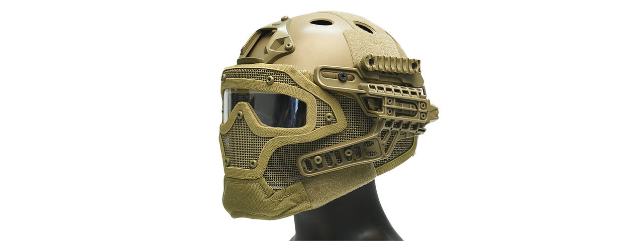 G-FORCE G4 SYSTEM NYLON BUMP HELMET MASK W/ GOGGLES - TAN - Click Image to Close