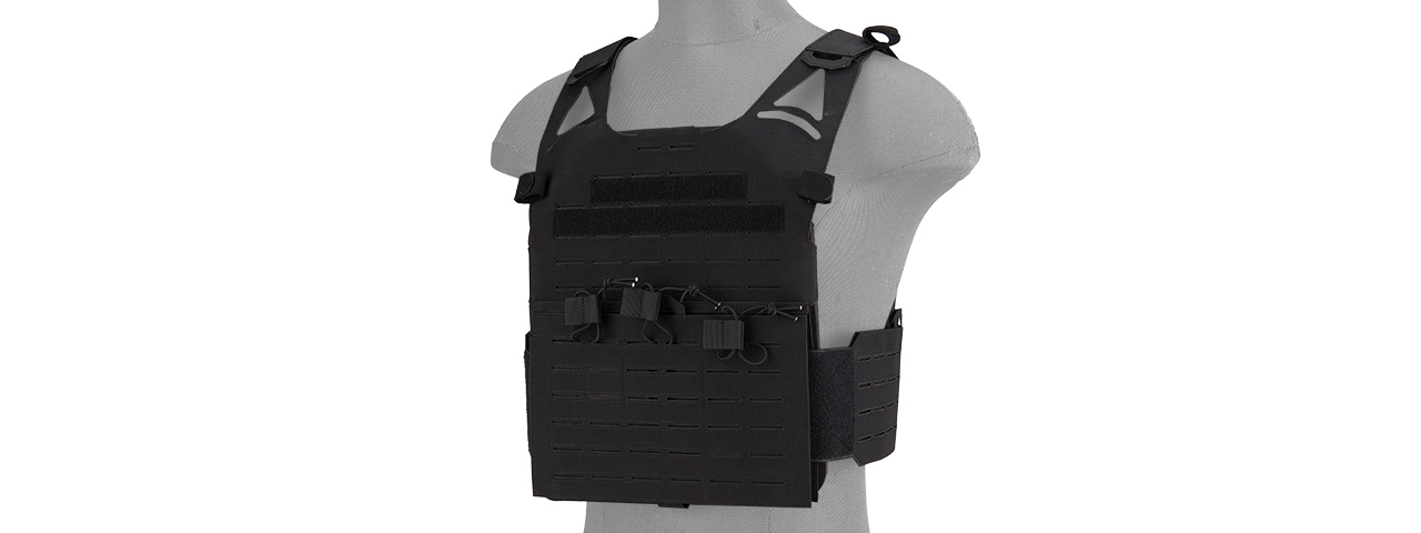 AC-881B LASER CUT FULL HYPALON MOLLE VEST (BLACK) - Click Image to Close