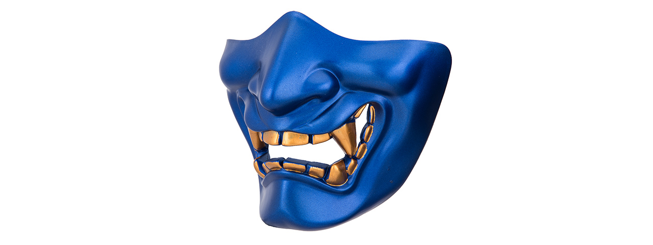 AC-883BL YOKAI OGRE HALF FACE MASK W/ SOFT PADDING (BLUE/GOLD) - Click Image to Close