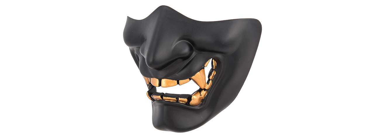 AC-883B YOKAI OGRE HALF FACE MASK W/ SOFT PADDING (BLACK/GOLD) - Click Image to Close