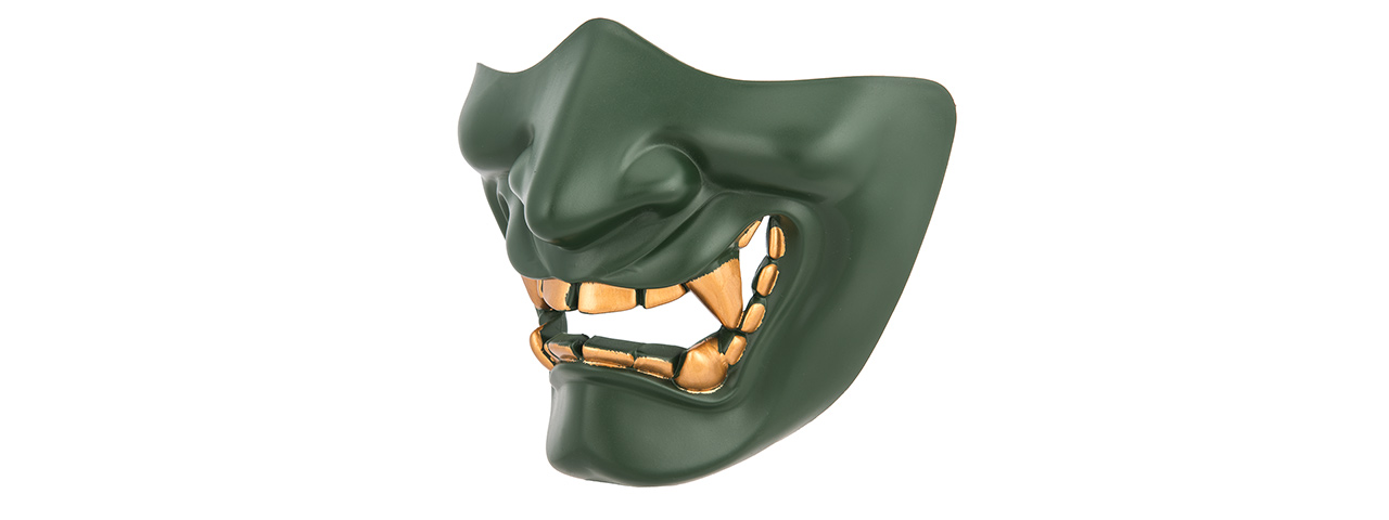 AC-883G YOKAI OGRE HALF FACE MASK W/ SOFT PADDING (GREEN/GOLD) - Click Image to Close