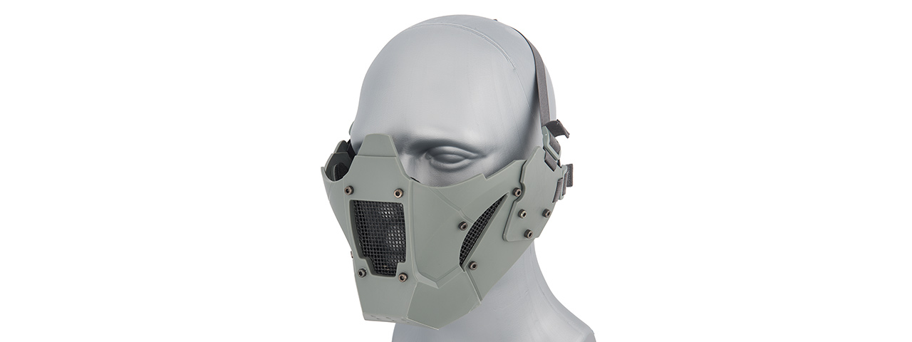 AC-885GY ADJUSTABLE RETRO MECHA HALF FACE MASK (GRAY) - Click Image to Close