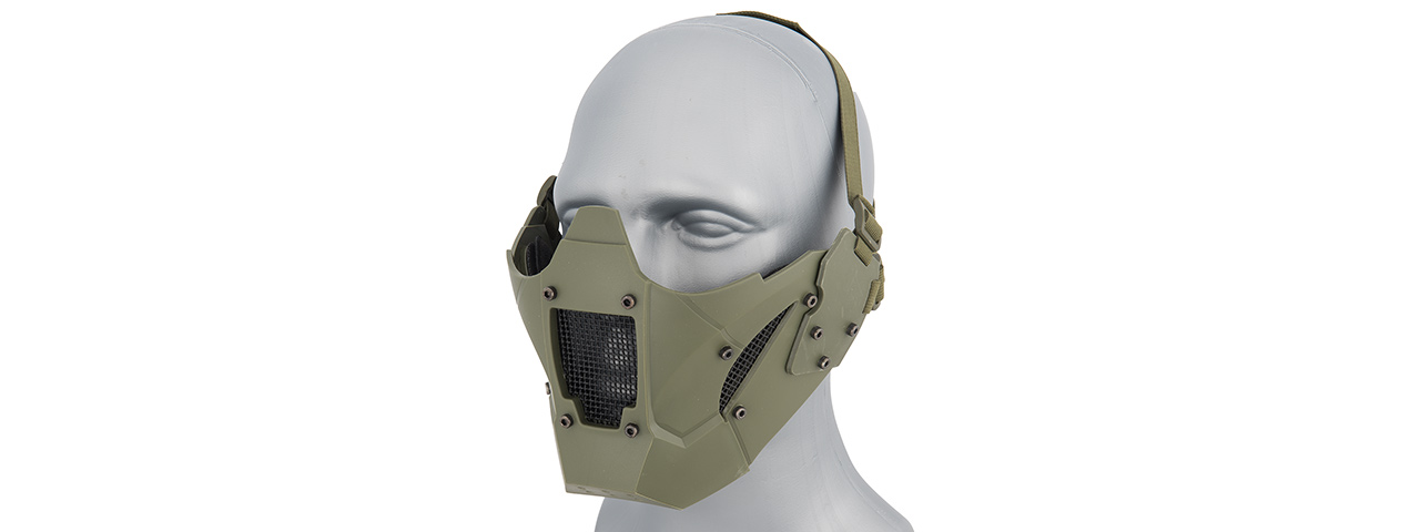 AC-885G ADJUSTABLE RETRO MECHA HALF FACE MASK (OD GREEN) - Click Image to Close