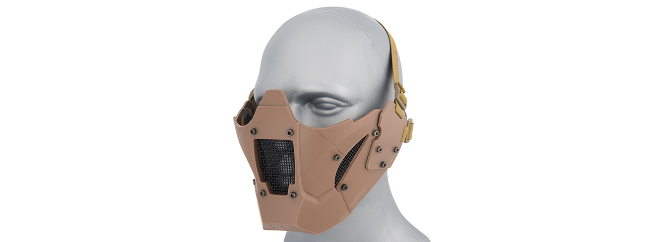 AC-885T ADJUSTABLE RETRO MECHA HALF FACE MASK (TAN) - Click Image to Close