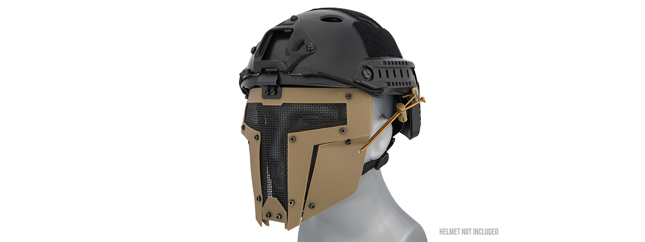 G-FORCE ADJUSTABLE T-SHAPED MESH FULL FACE MASK (TAN) - Click Image to Close