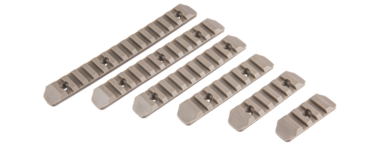 ACW-2063T 6 PIECE KEYMOD POLYMER PICATINNY RAIL SET (TAN) - Click Image to Close