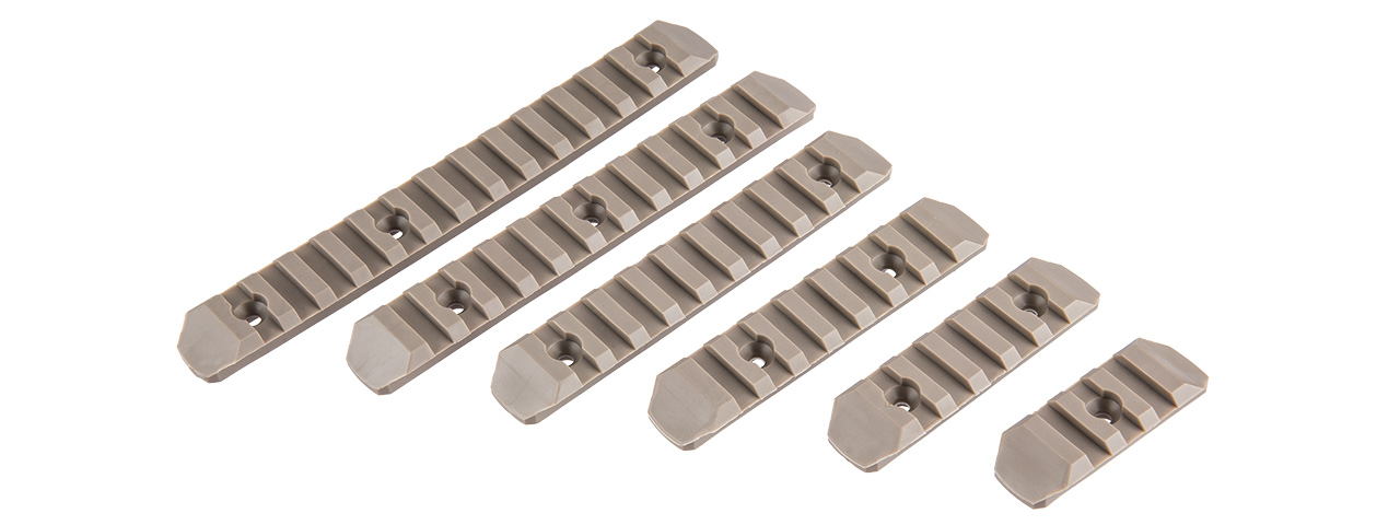 ACW-2064T 6 PIECE M-LOK POLYMER PICATINNY RAIL SET (TAN) - Click Image to Close