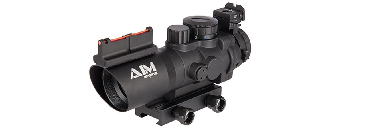 AIM SPORTS PRISMATIC SERIES 4X32 TRI-ILLUMINATED SCOPE W/ FIBER OPTIC SIGHT - Click Image to Close