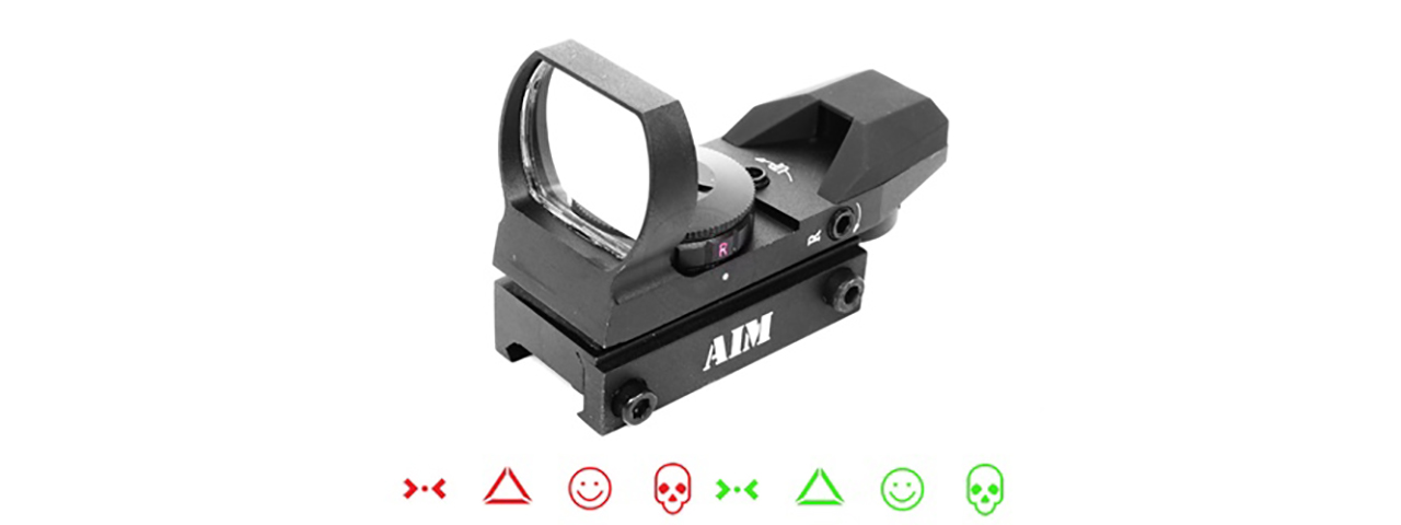 AIM SPORTS WARFARE EDITION DUAL ILLUMINATED PANORAMIC AIRSOFT RED DOT - Click Image to Close