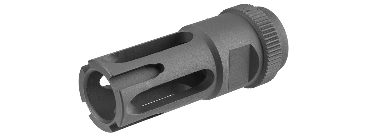 ARES-FH-023 14MM CLOCKWISE M16 FLASH HIDER TYPE D (BLACK) - Click Image to Close