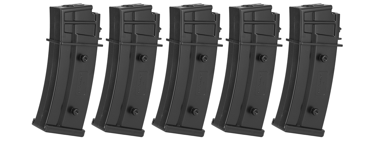 ARES-MAG-B005 5-PK 30 RD LIGHTWEIGHT LOW CAPACITY AIRSOFT G36 MAGAZINES (BLACK) - Click Image to Close